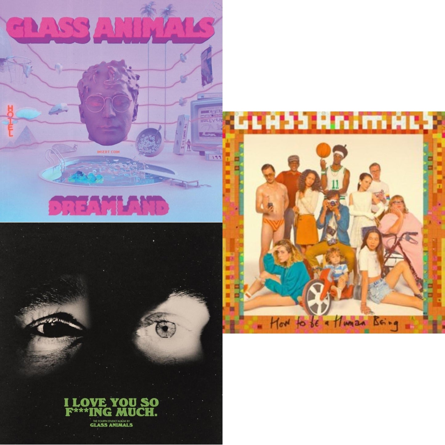 Glass Animals - Dreamland (Glow In The Dark LP Vinyl) & I Love You So F***Ing Much (X) (Black/White Splatter LP Vinyl) & How To Be A Human Being