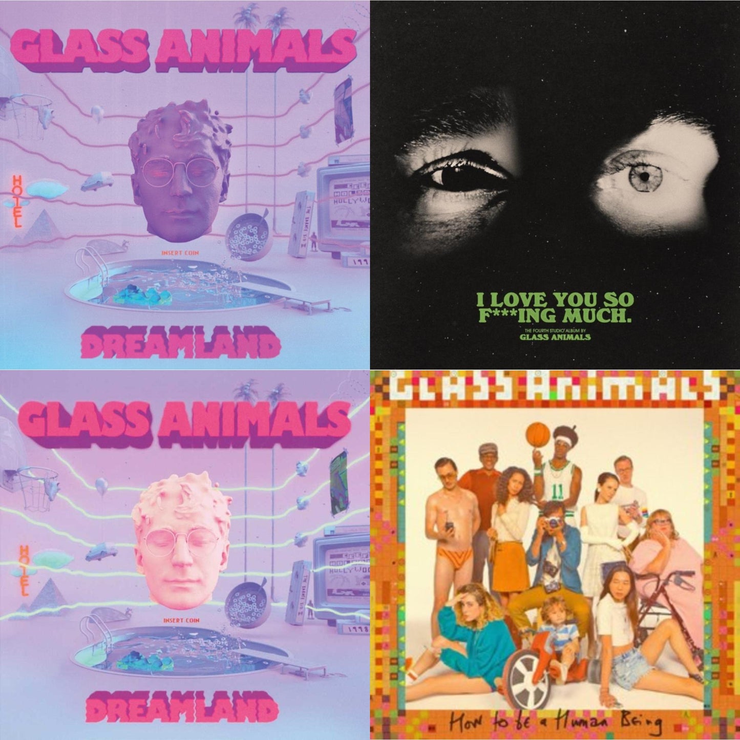 Glass Animals - Dreamland (Glow In The Dark LP Vinyl) & I Love You So F***Ing Much (X) (Black/White Splatter LP Vinyl) & Dreamland & How To Be A Human Being