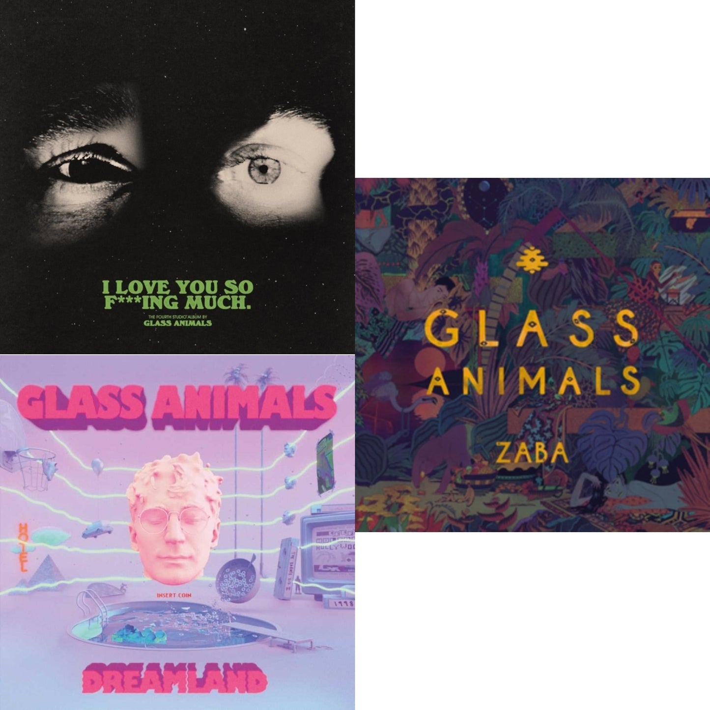 Glass Animals - I Love You So F***Ing Much (X) & Dreamland & Zaba - LP Vinyl Bundle
