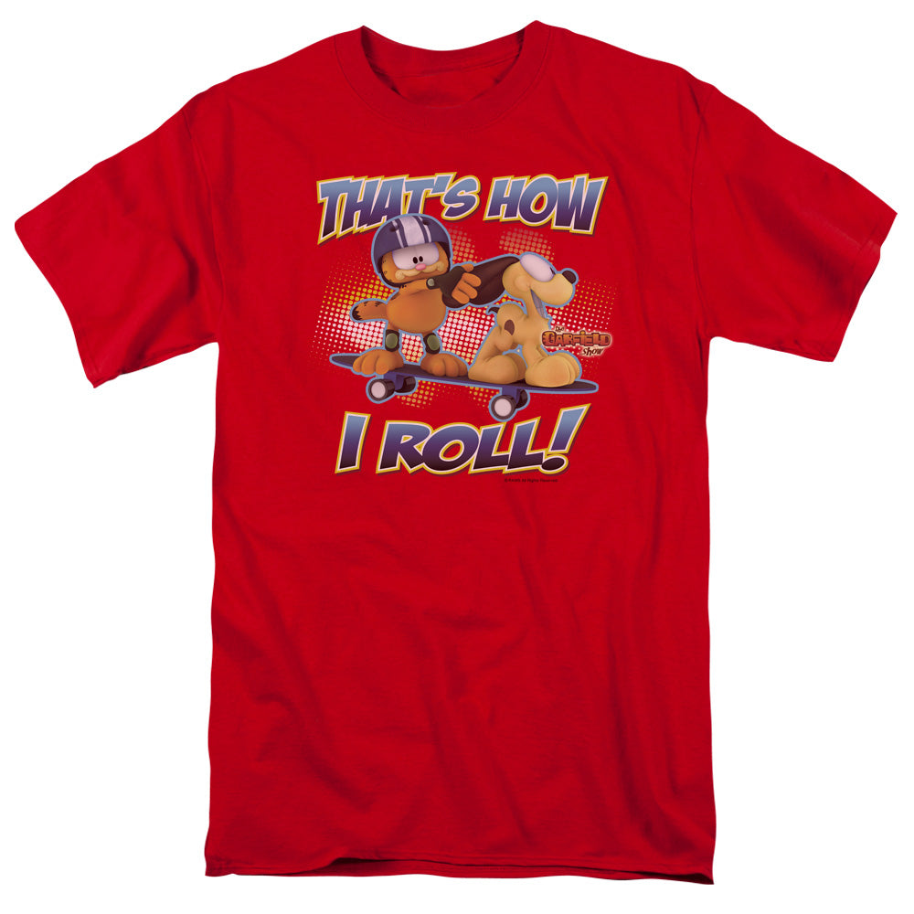 Garfield How I Roll Mens T Shirt Red