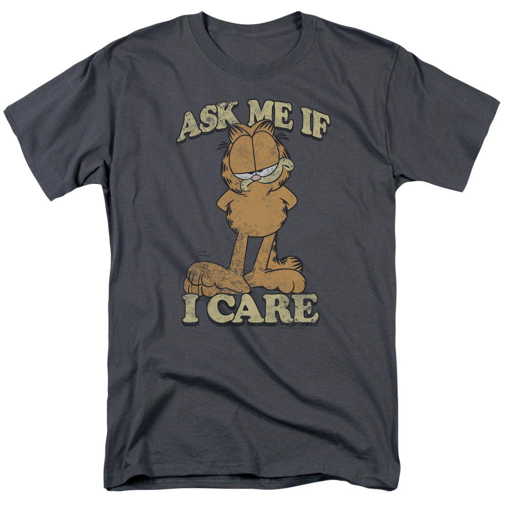Garfield Ask Me Mens T Shirt Charcoal