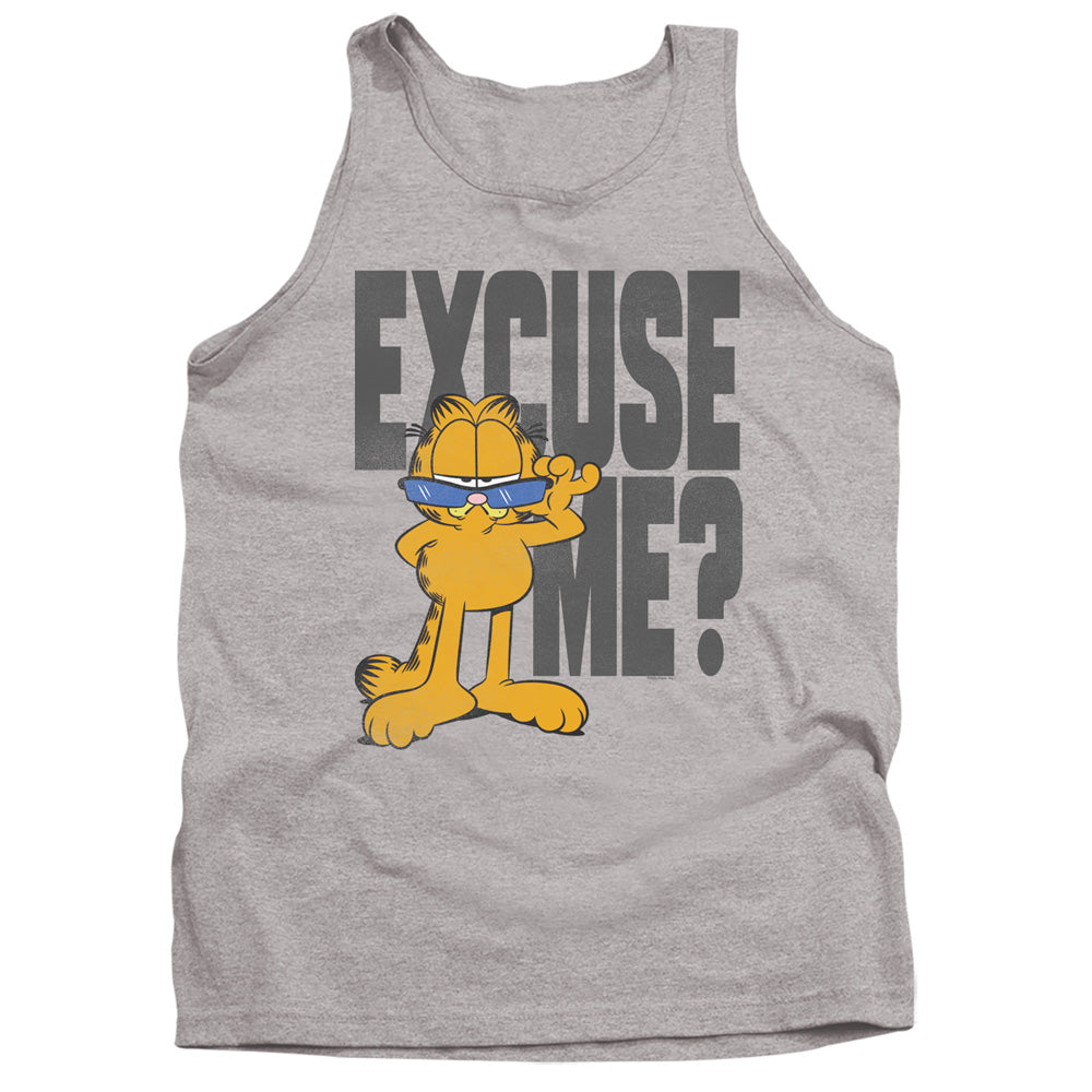 Garfield Excuse Me? Mens Tank Top Shirt Athletic Heather Officially Licensed