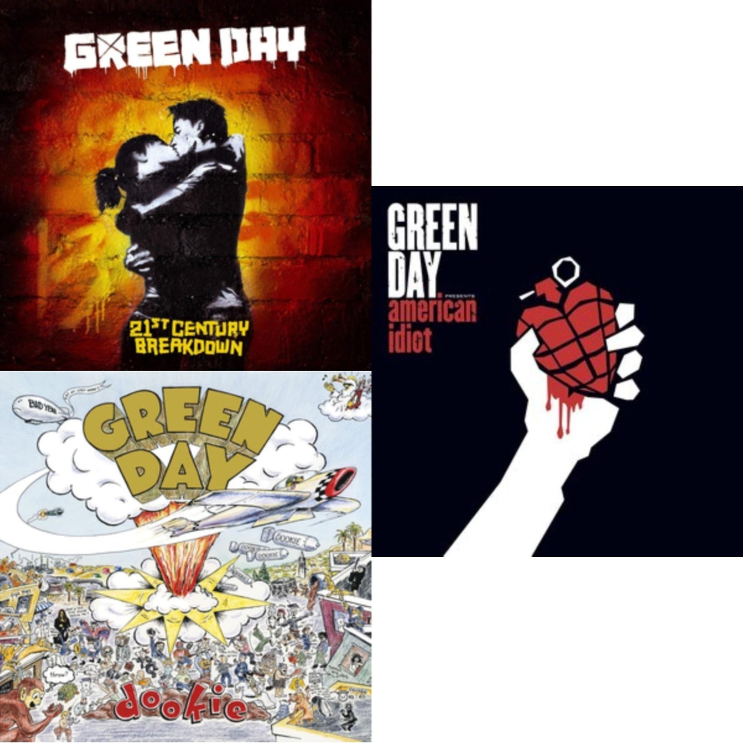 Green Day - 21St Century Breakdown & American Idiot (W/Poster) & Dookie - LP Vinyl Bundle