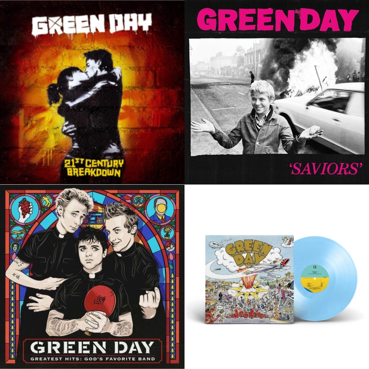 Green Day - Dookie (X) (Baby Blue LP Vinyl) & Saviors (180G/Deluxe LP Vinyl) & Greatest Hits: God's Favorite Band (X) & 21St Century Breakdown