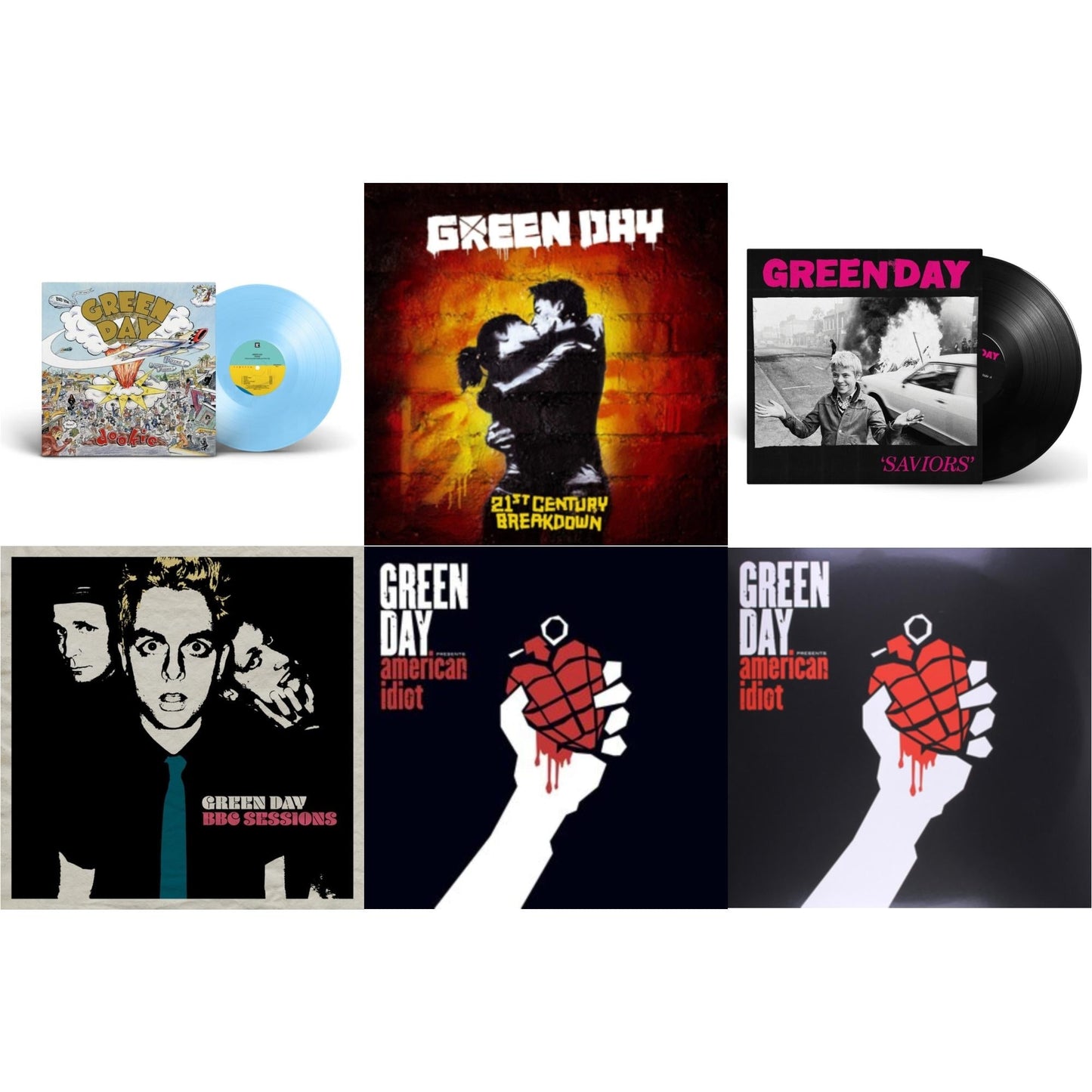 Green Day - Dookie (X) (Baby Blue LP Vinyl) & Saviors & American Idiot & Bbc Sessions (X) (2LP) & 21St Century Breakdown & American Idiot (W/Poster)