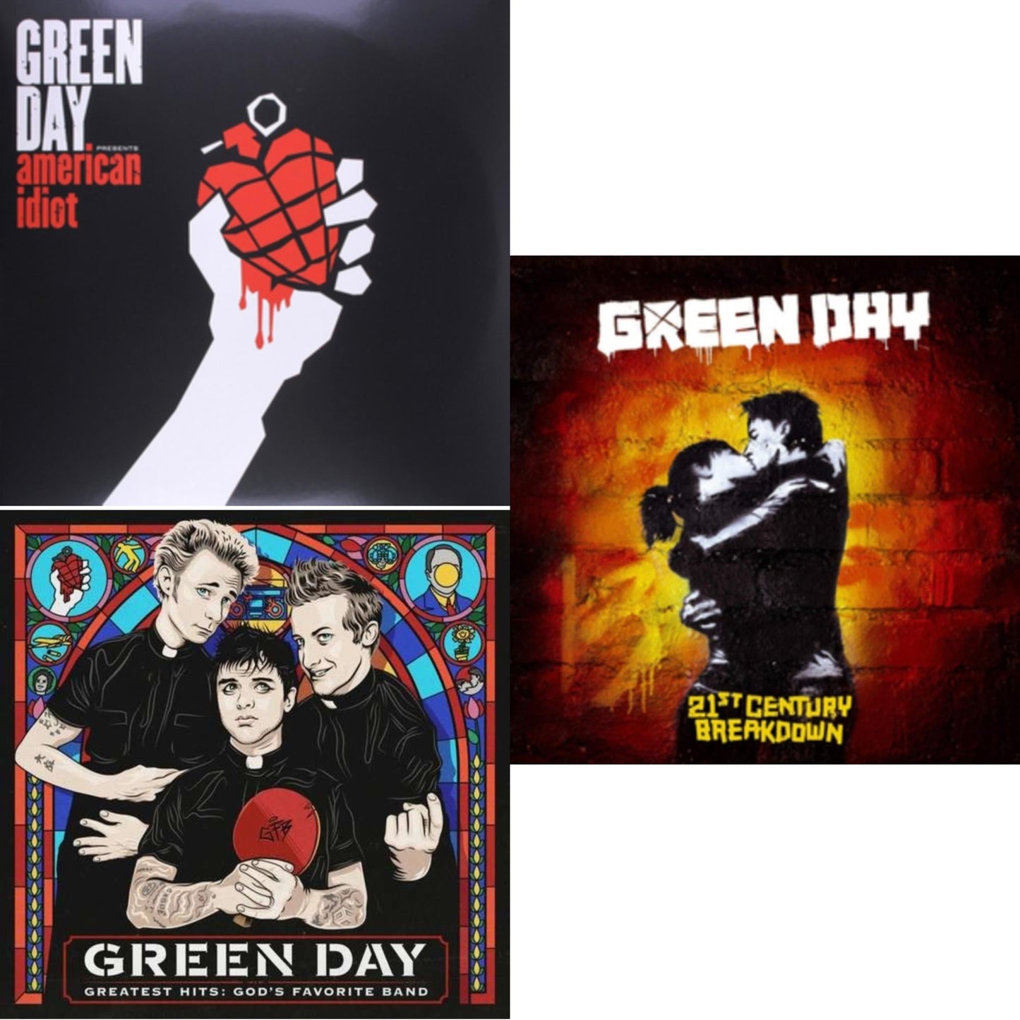 Green Day - American Idiot & Greatest Hits: God's Favorite Band (X) & 21St Century Breakdown - LP Vinyl Bundle