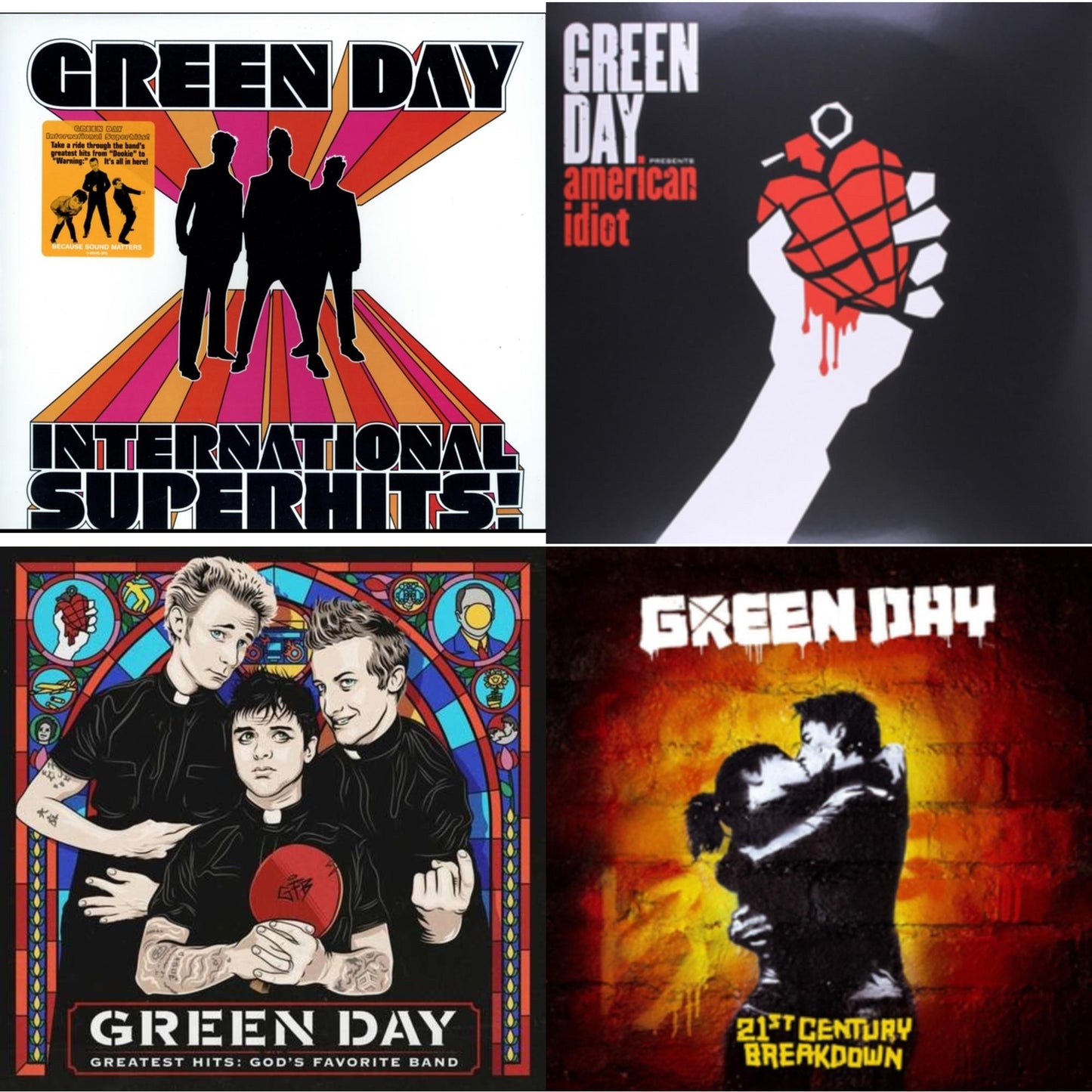 Green Day - International Superhits & American Idiot & Greatest Hits: God's Favorite Band (X) & 21St Century Breakdown - LP Vinyl Bundle