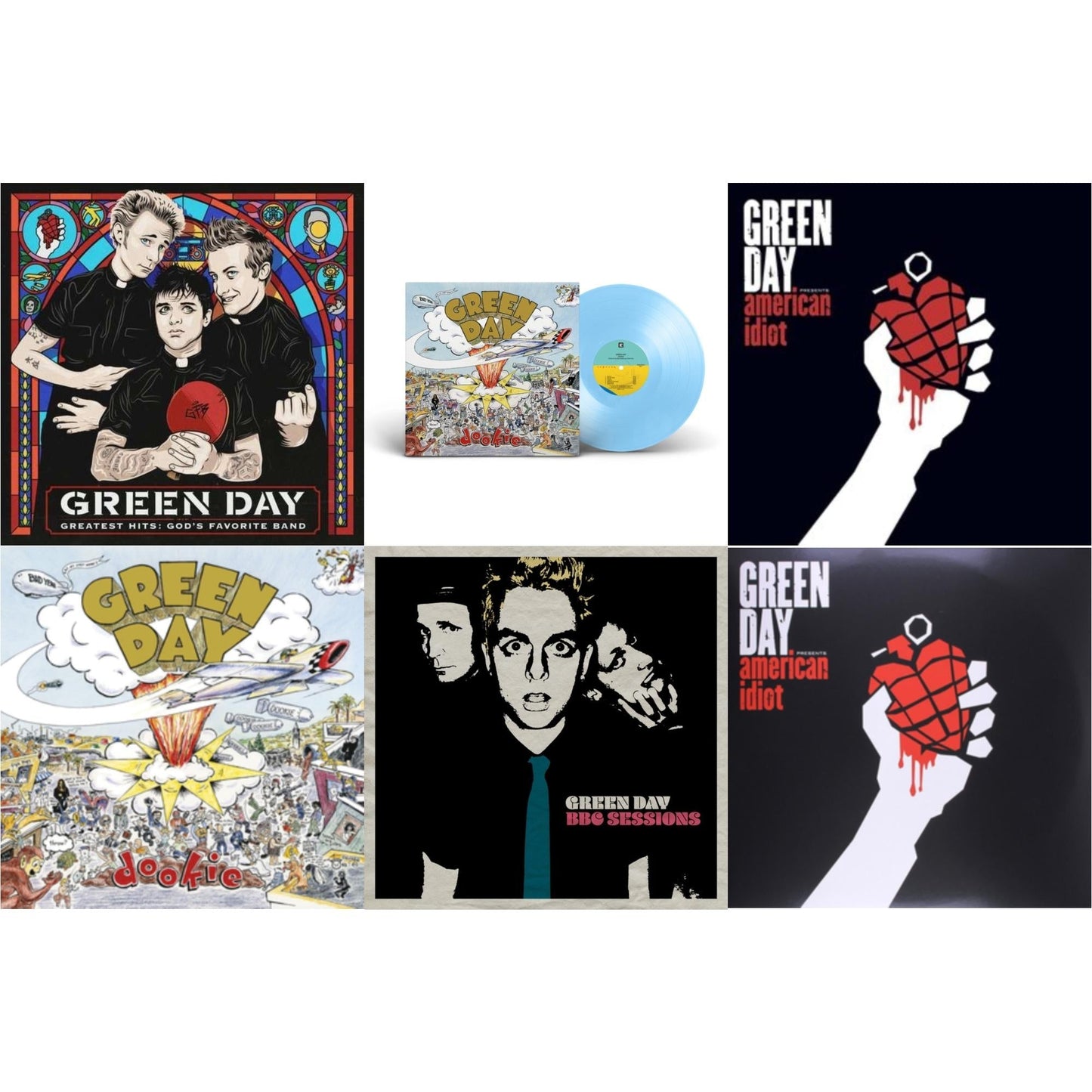 Green Day - Dookie (X) (Baby Blue LP Vinyl) & American Idiot & Bbc Sessions (X) (2LP) & Greatest Hits: God's Favorite Band (X) & American Idiot (W/Poster) & Dookie