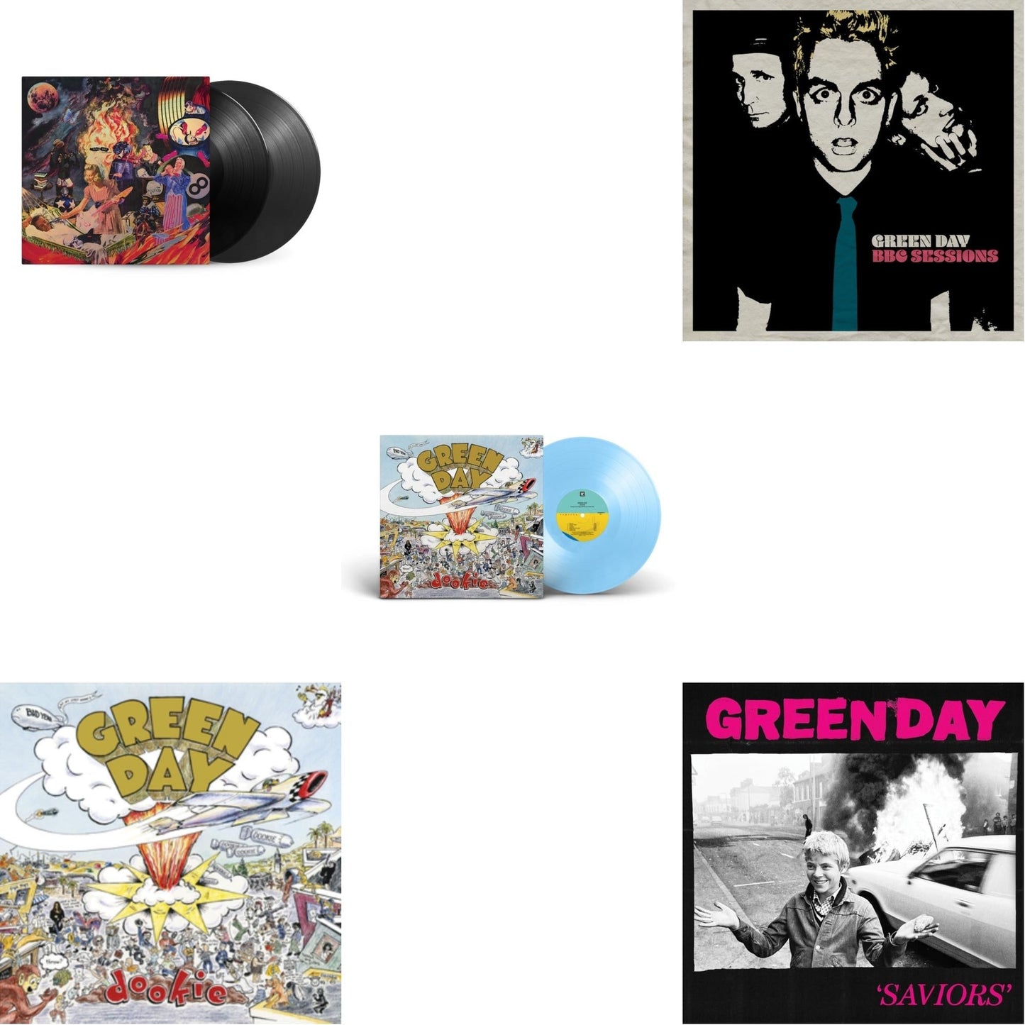 Green Day - Dookie (X) (Baby Blue LP Vinyl) & Saviors (180G/Deluxe LP Vinyl) & Bbc Sessions (X) (2LP) & Insomniac (25Th Anniversary/2LP) & Dookie