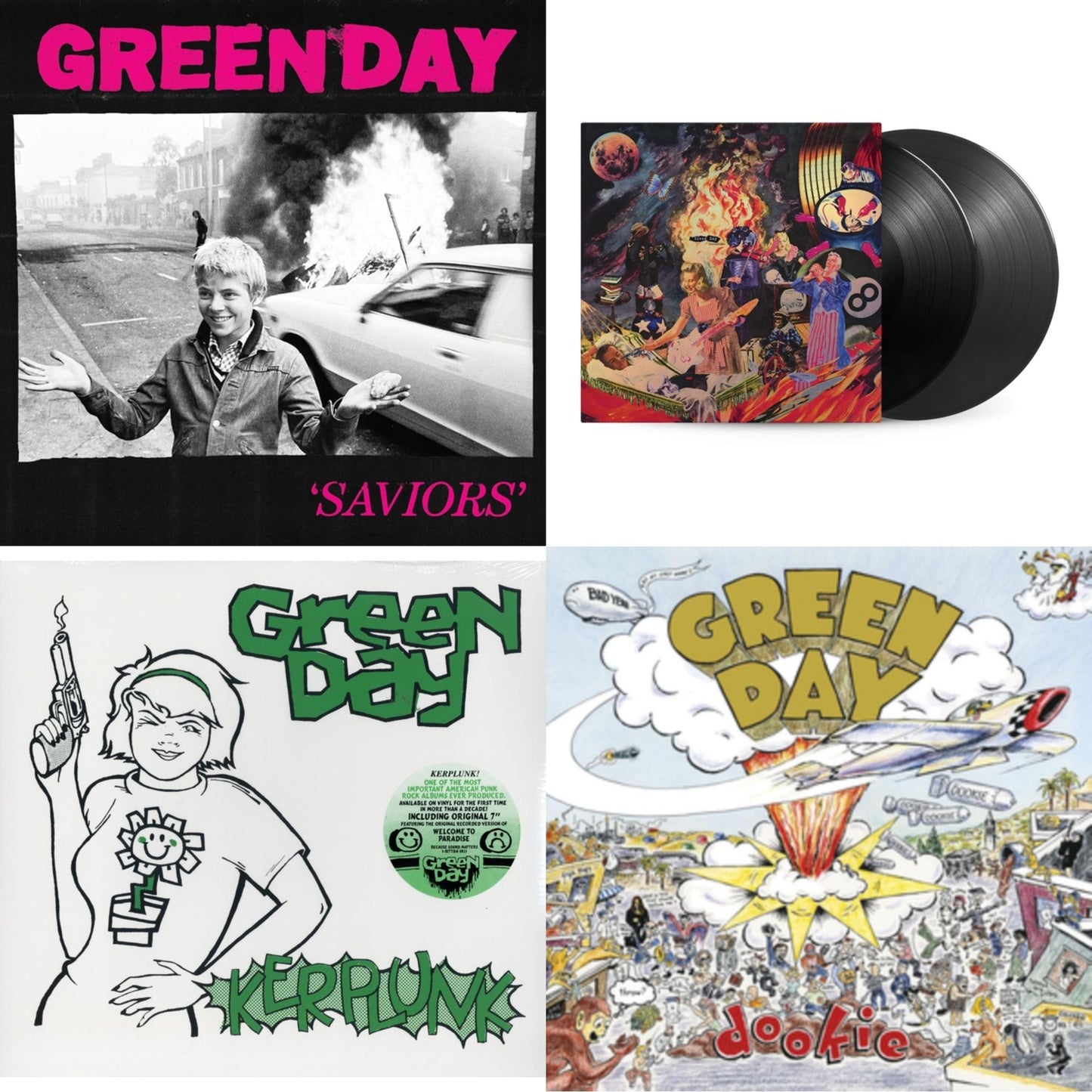 Green Day - Saviors (180G/Deluxe LP Vinyl) & Insomniac (25Th Anniversary/2LP) & Kerplunk (120G/7Inch Single) & Dookie