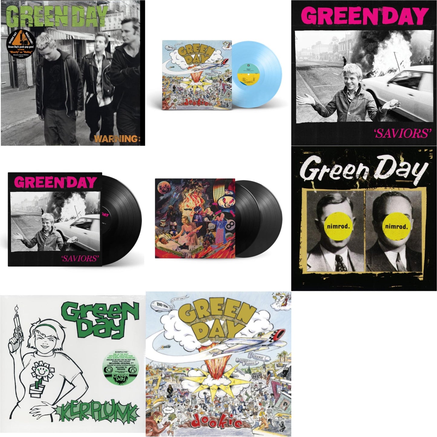 Green Day - Warning & Dookie (X) (Baby Blue LP Vinyl) & Saviors (180G/Deluxe LP Vinyl) & Saviors & Insomniac (25Th Anniversary/2LP) & Nimrod & Kerplunk (120G/7Inch Single) & Dookie