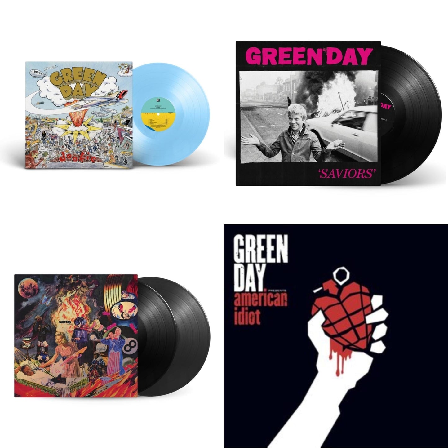 Green Day - Dookie (X) (Baby Blue LP Vinyl) & Saviors & Insomniac (25Th Anniversary/2LP) & American Idiot (W/Poster)