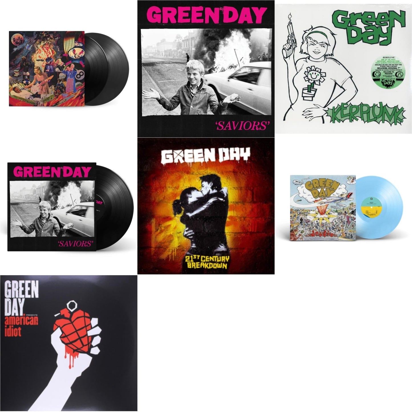 Green Day - Dookie (X) (Baby Blue LP Vinyl) & Saviors (180G/Deluxe LP Vinyl) & Saviors & American Idiot & Insomniac (25Th Anniversary/2LP) & 21St Century Breakdown & Kerplunk (120G/7Inch Single)