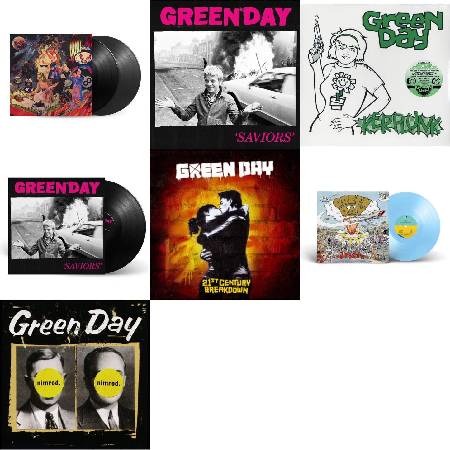 Green Day - Dookie (X) (Baby Blue LP Vinyl) & Saviors (180G/Deluxe LP Vinyl) & Saviors & Insomniac (25Th Anniversary/2LP) & Nimrod & 21St Century Breakdown & Kerplunk (120G/7Inch Single)