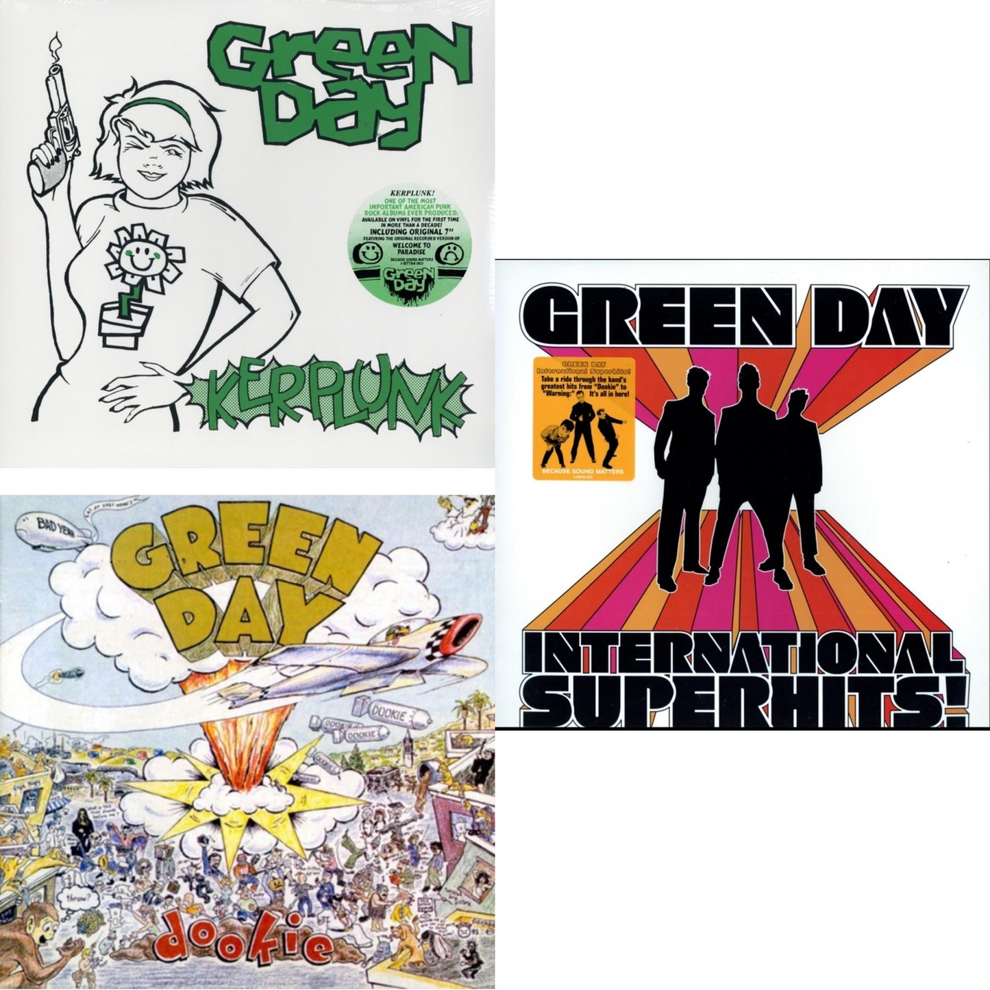 Green Day - International Superhits & Dookie (Picture Disc) & Kerplunk (120G/7Inch Single) - LP Vinyl Bundle