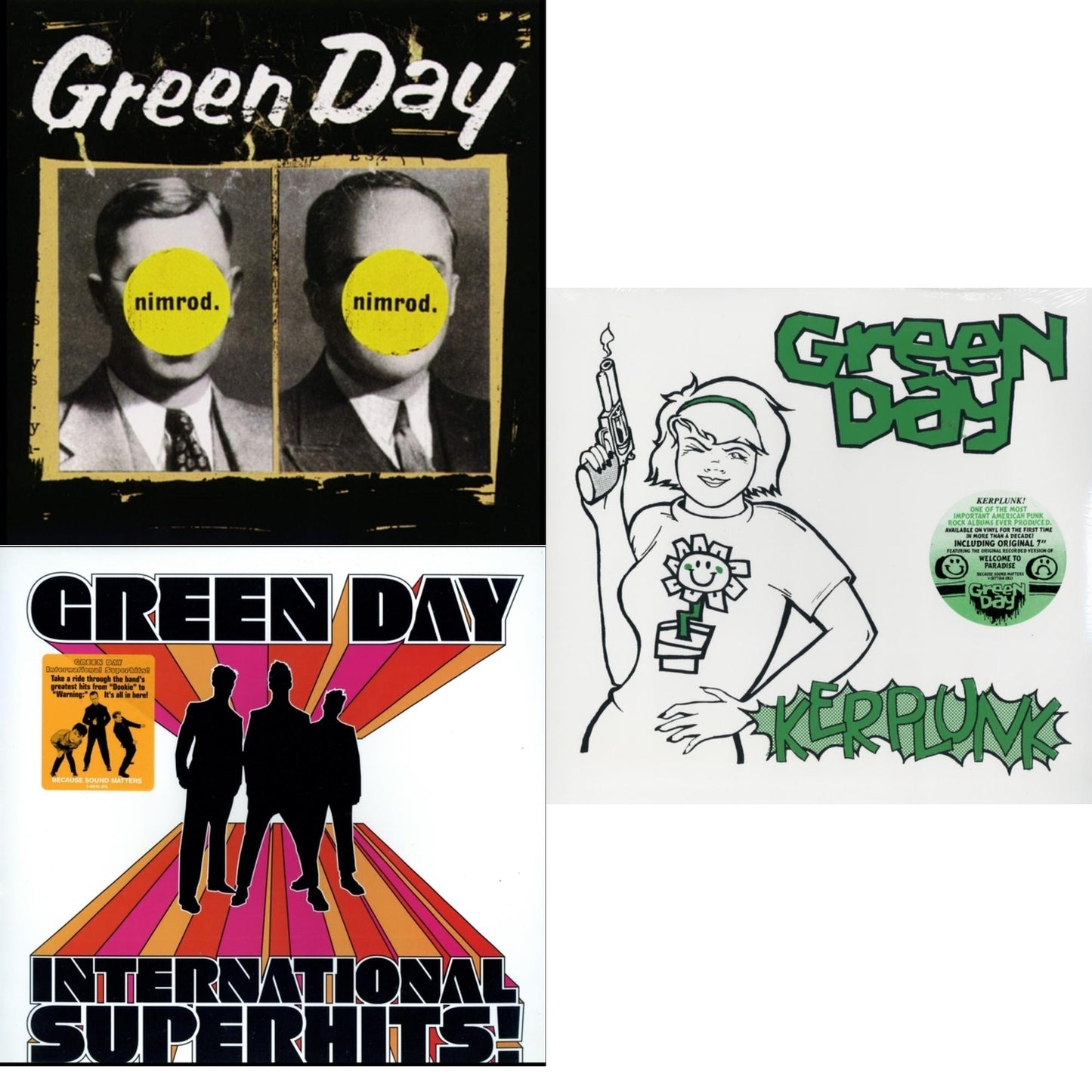 Green Day - International Superhits & Nimrod & Kerplunk (120G/7Inch Single) - LP Vinyl Bundle
