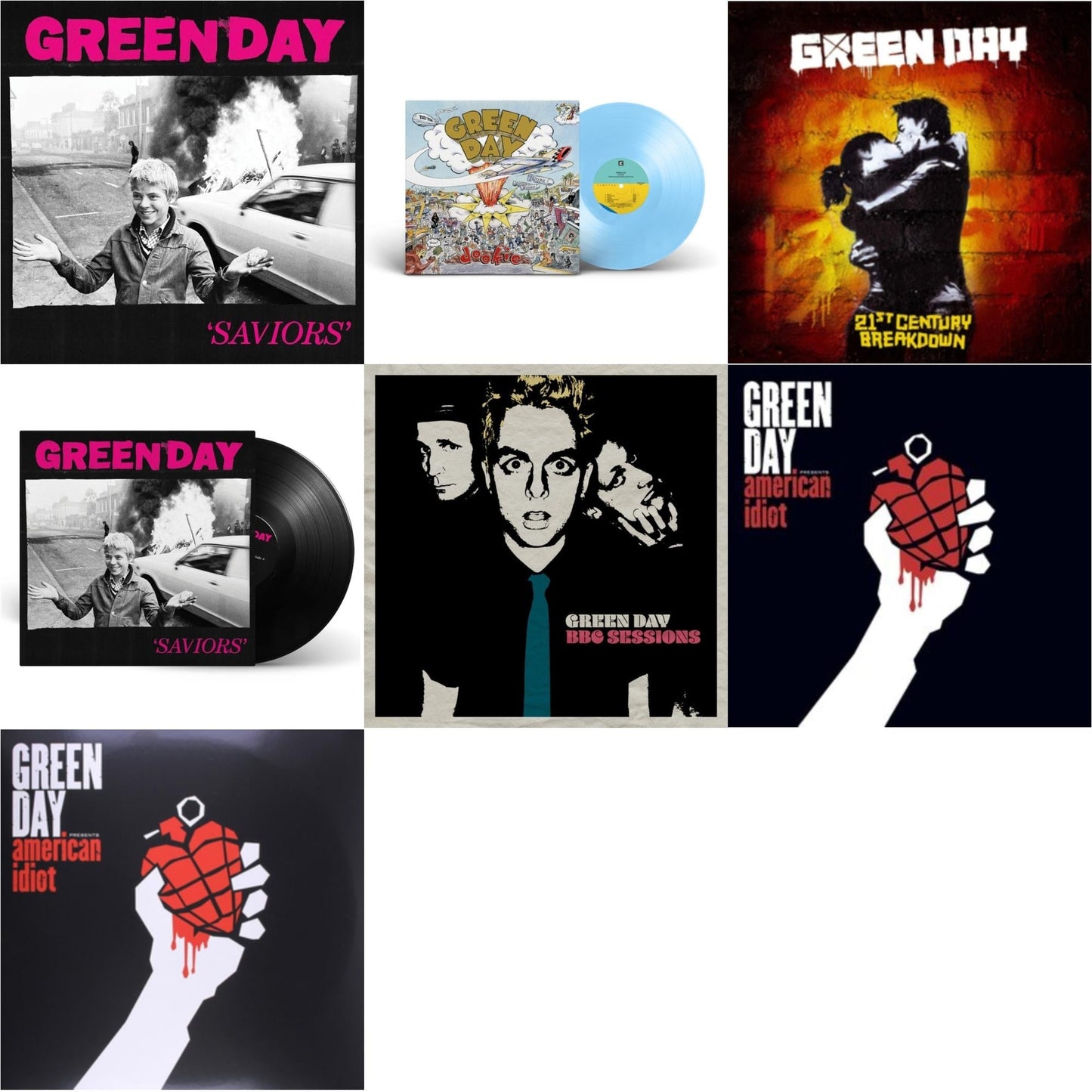 Green Day - Dookie (X) (Baby Blue LP Vinyl) & Saviors (180G/Deluxe LP Vinyl) & Saviors & American Idiot & Bbc Sessions (X) (2LP) & 21St Century Breakdown & American Idiot (W/Poster)