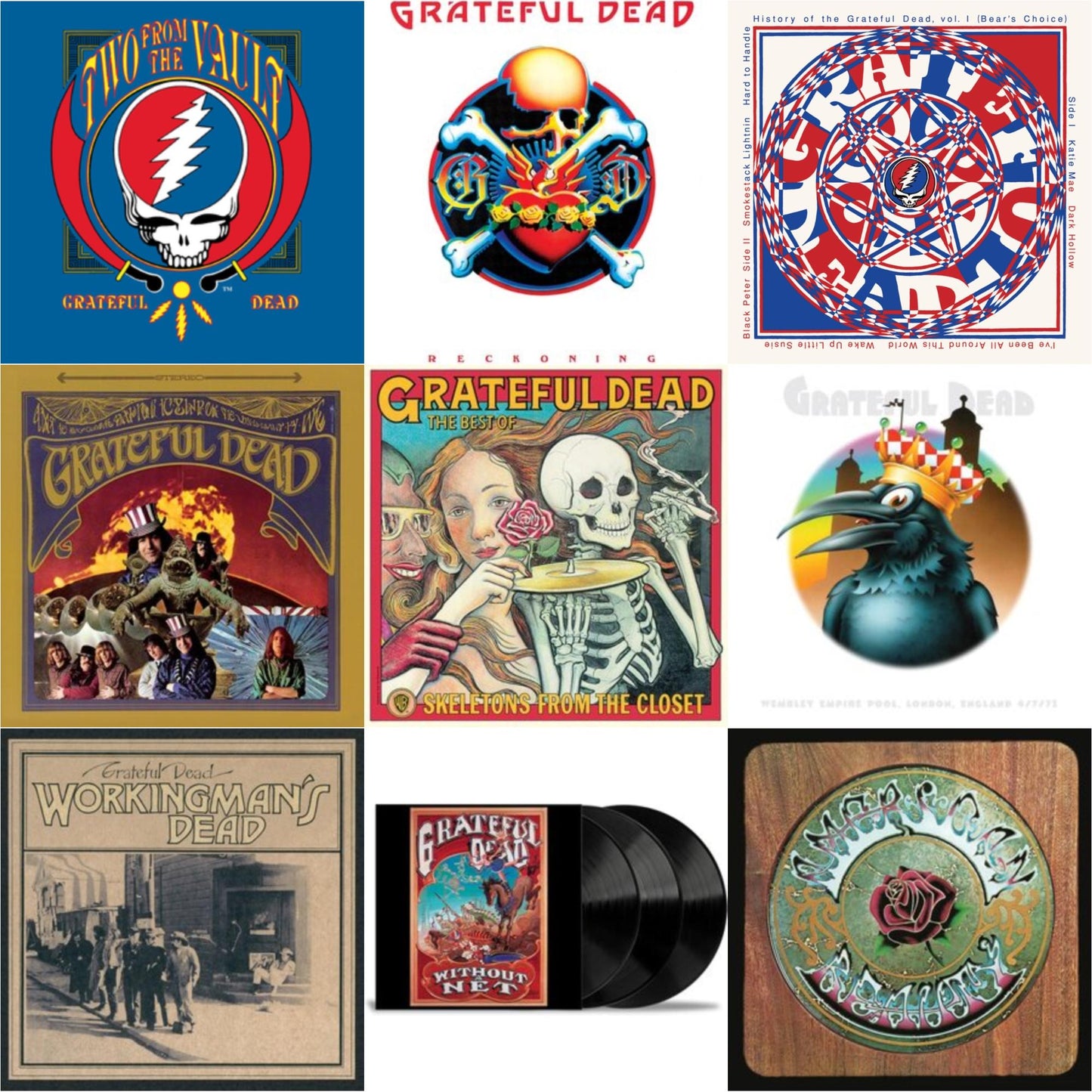 Grateful Dead - Reckoning (2LP) & Without A Net (3LP) & History Of The Grateful Dead Vol. 1 & Wembley Empire Pool, London, England 4/7/1972 (Live) (5LP/180G) & Grateful Dead & Workingman's Dead (180G) & American Beauty & Skeletons From The Closet: