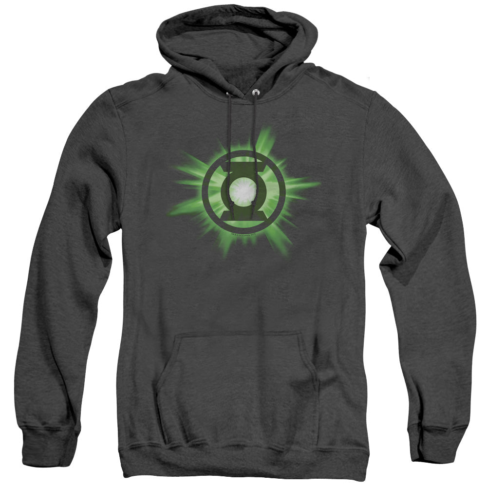 Green Lantern Green Glow Heather Mens Hoodie Black Officially Licensed