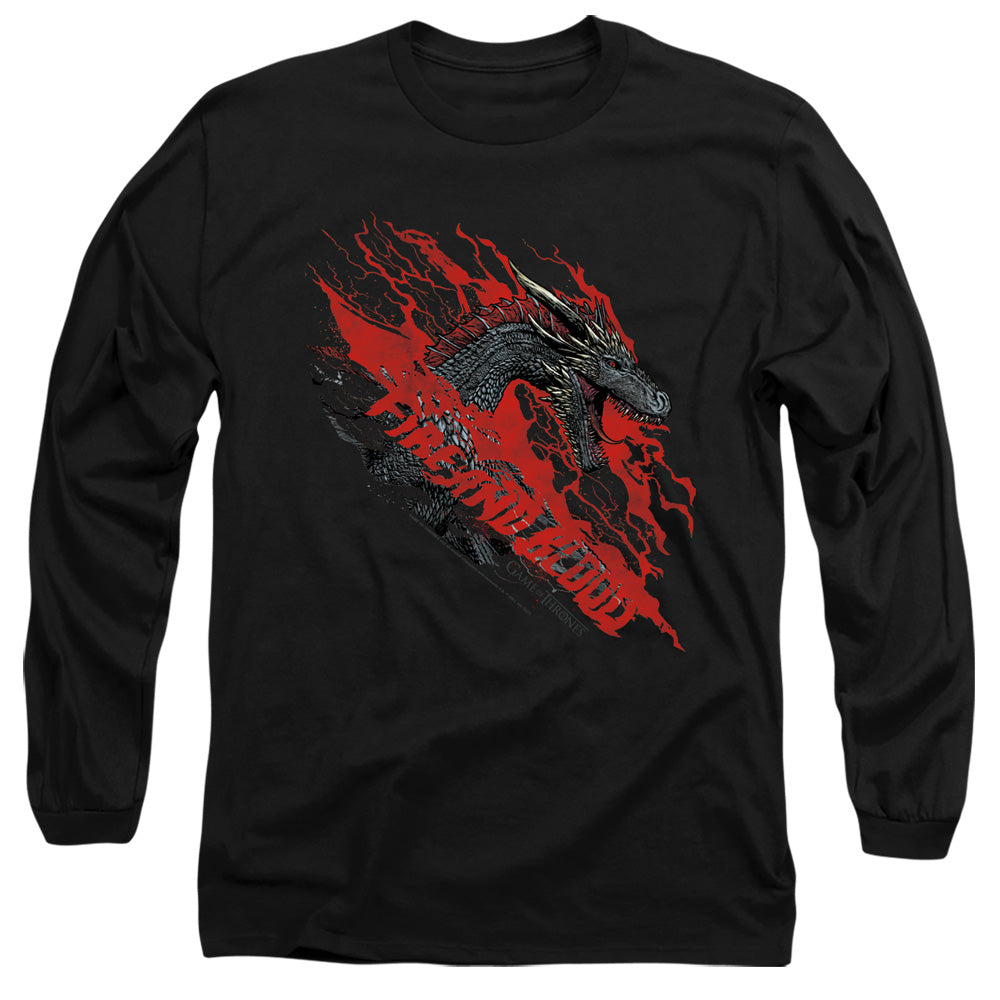 Game Of Thrones Fire And Blood Dragon Mens Long Sleeve Shirt Black Officially Licensed