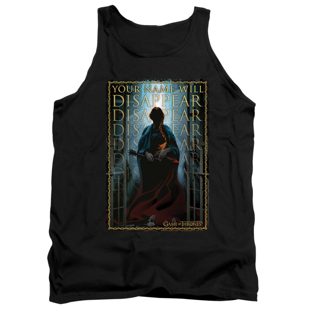 Game Of Thrones Your Name Will Disappear Mens Tank Top Shirt Black Officially Licensed