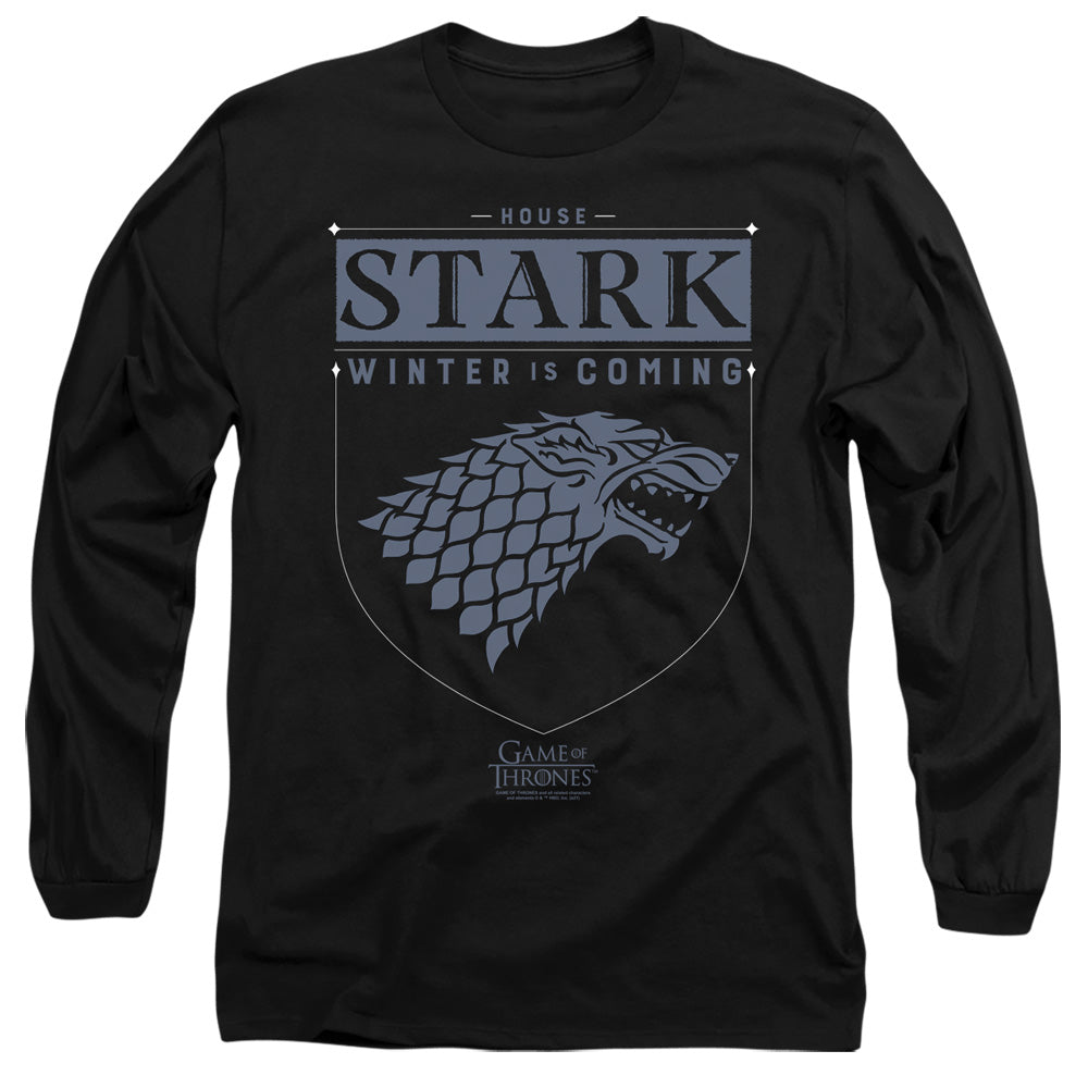 Game Of Thrones House Stark Sigil Mens Long Sleeve Shirt Black Officially Licensed