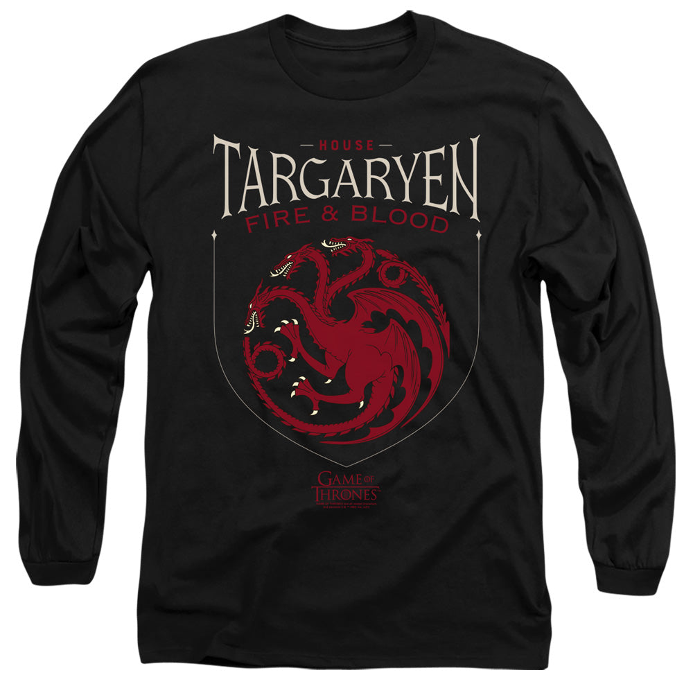 Game Of Thrones House Targaryen Sigil Mens Long Sleeve Shirt Black Officially Licensed