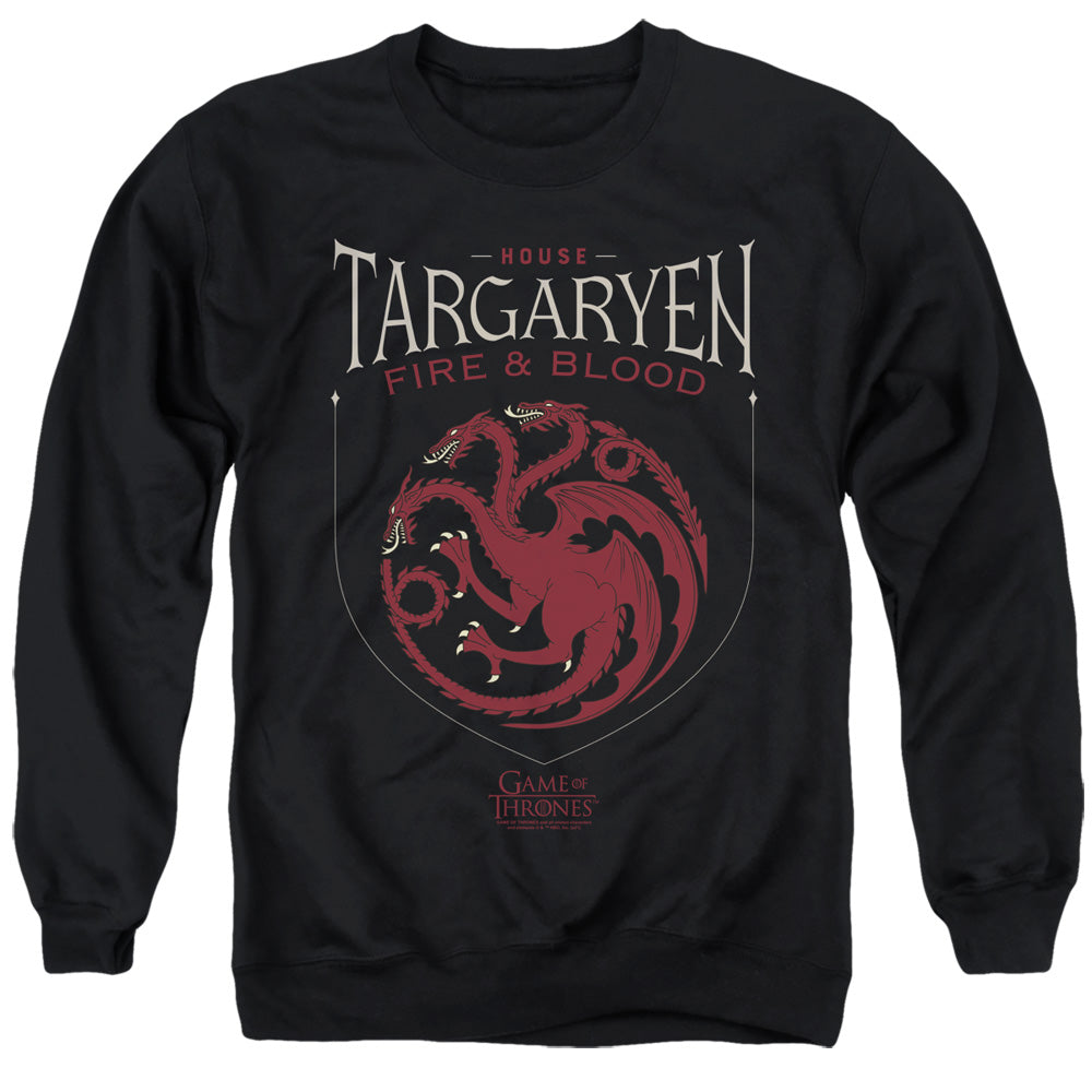 Game Of Thrones House Targaryen Sigil Mens Crewneck Sweatshirt Black Officially Licensed