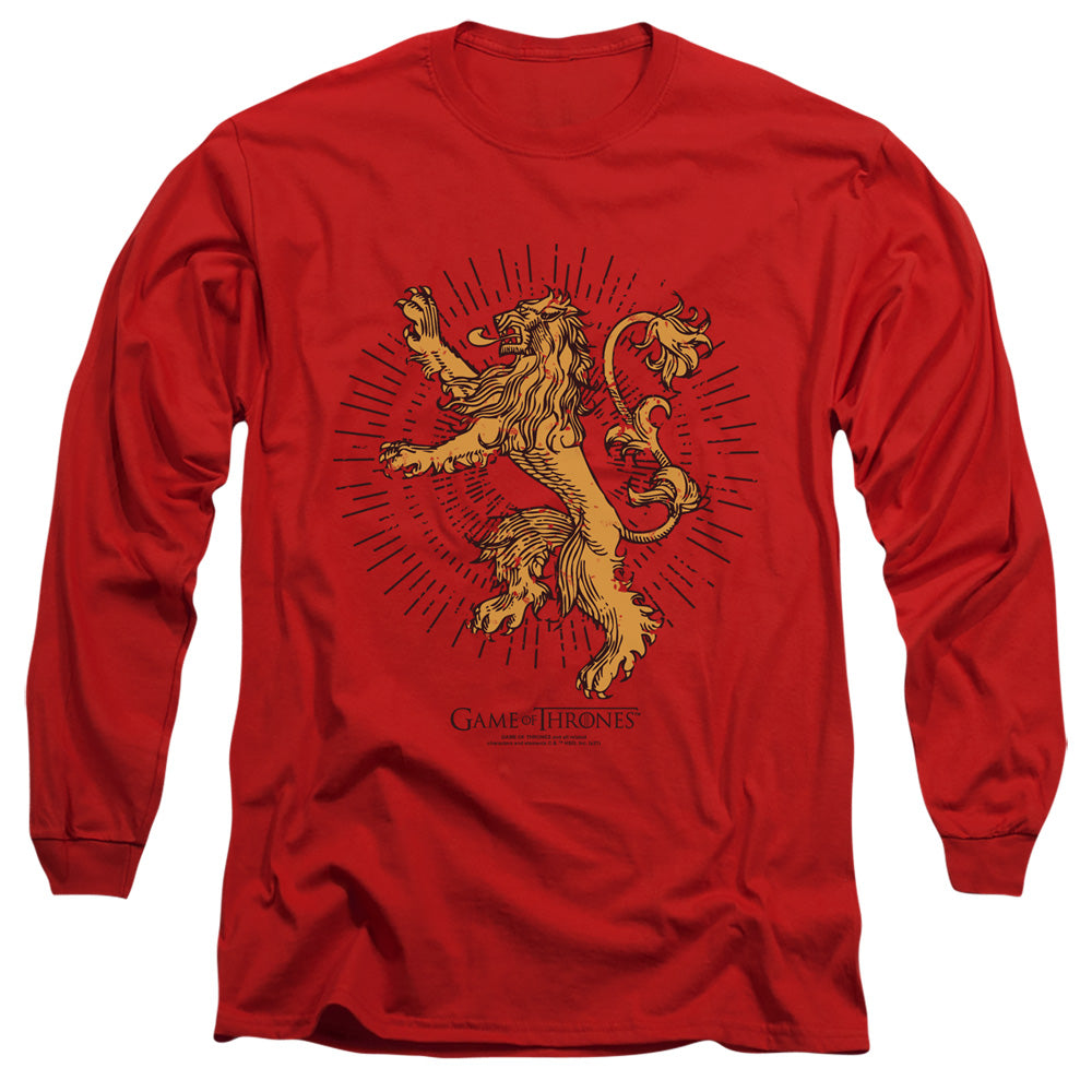 Game Of Thrones Lannister Burst Sigil Mens Long Sleeve Shirt Red Officially Licensed