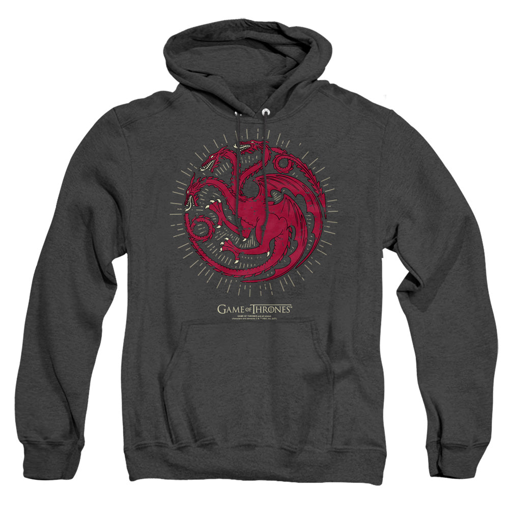 Game Of Thrones Targaryen Burst Sigil Heather Mens Hoodie Black Officially Licensed