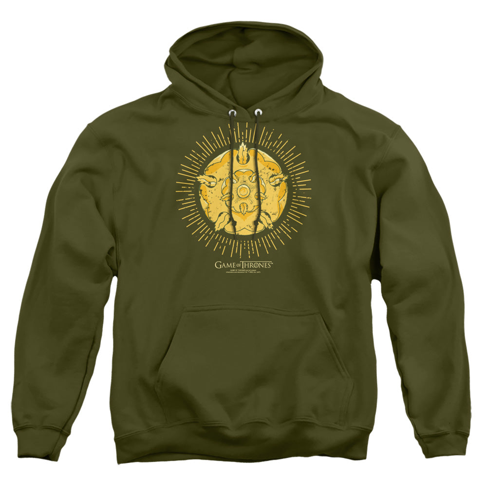 Game Of Thrones Tyrell Burst Logo Mens Hoodie Military Green Officially Licensed