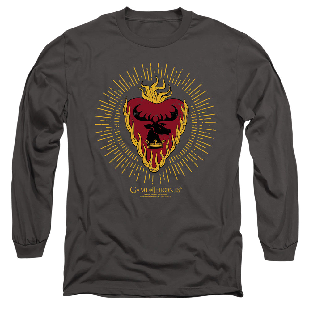 Game Of Thrones Stannis Baratheon Burst Sigils Mens Long Sleeve Shirt Charcoal Officially Licensed