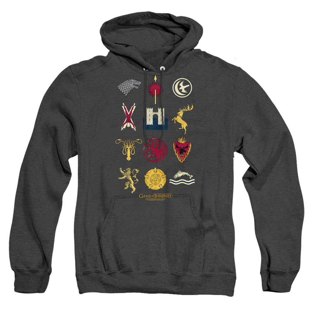 Game Of Thrones House Sigils Heather Mens Hoodie Black Officially Licensed