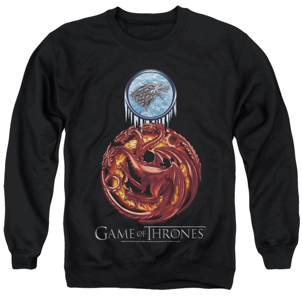 Game Of Thrones Combined Targaryn And Stark Mens Crewneck Sweatshirt Black Officially Licensed