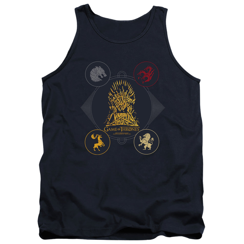 Game Of Thrones 4 Houses 4 The Throne Mens Tank Top Shirt Navy Officially Licensed