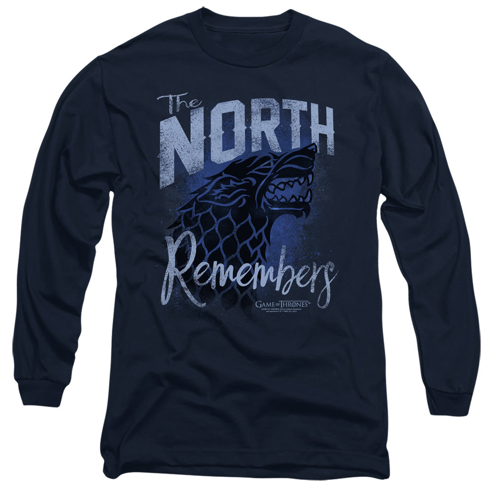 Game Of Thrones The North Remembers Mens Long Sleeve Shirt Navy Officially Licensed