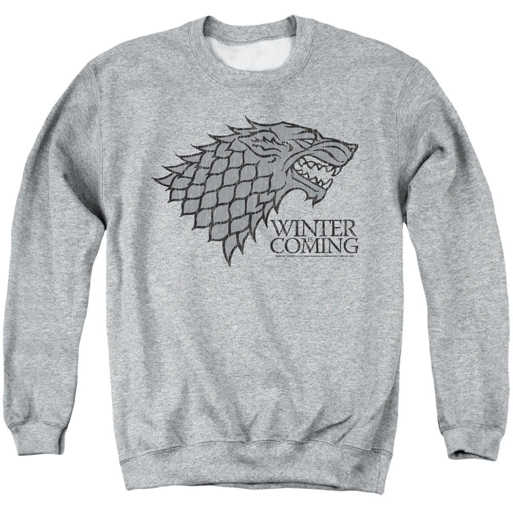 Game Of Thrones Startk Winter Is Coming On Gray Mens Crewneck Sweatshirt Athletic Heather Officially Licensed