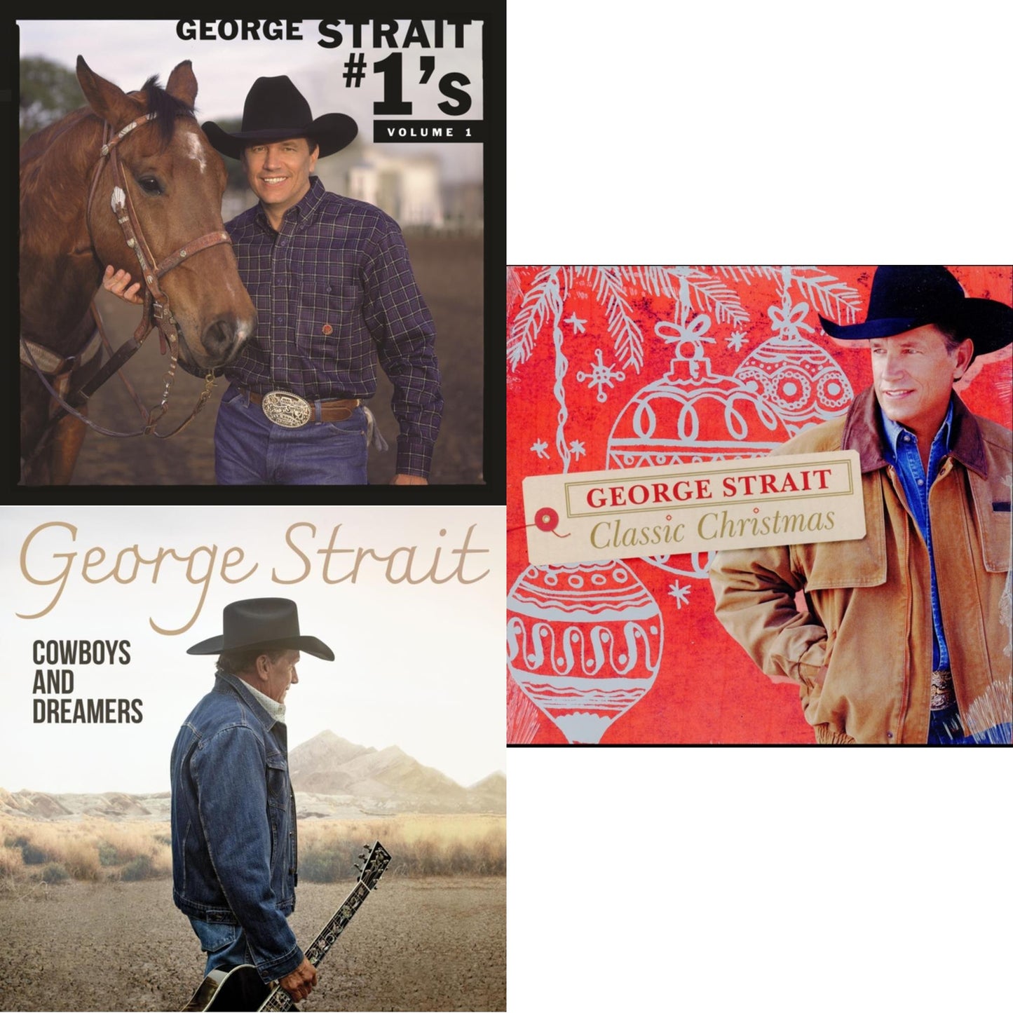 George Strait - #1'S Volume 1 (Blue LP Vinyl) & Cowboys & Dreamers (2LP) & Classic Christmas (LP)