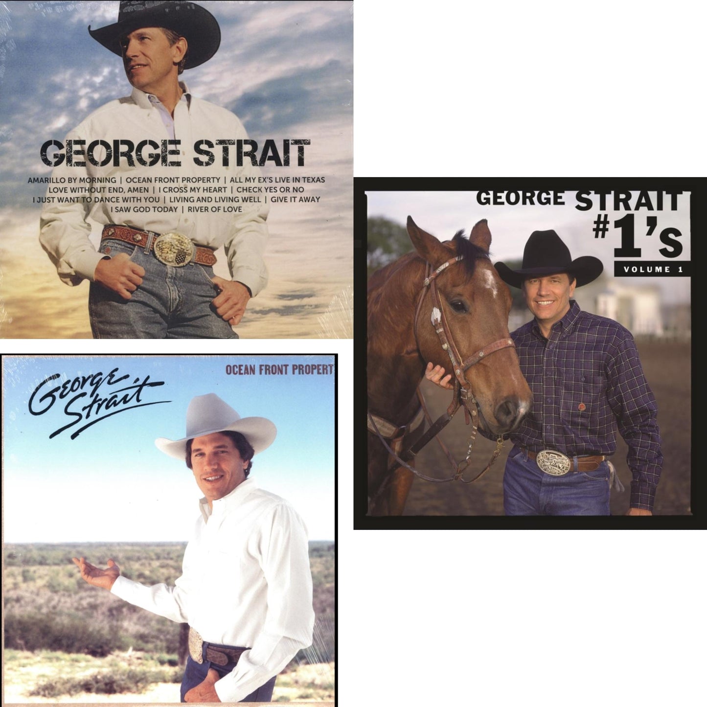 George Strait - #1'S Volume 1 (Blue LP Vinyl) & Ocean Front Property (LP) & Icon