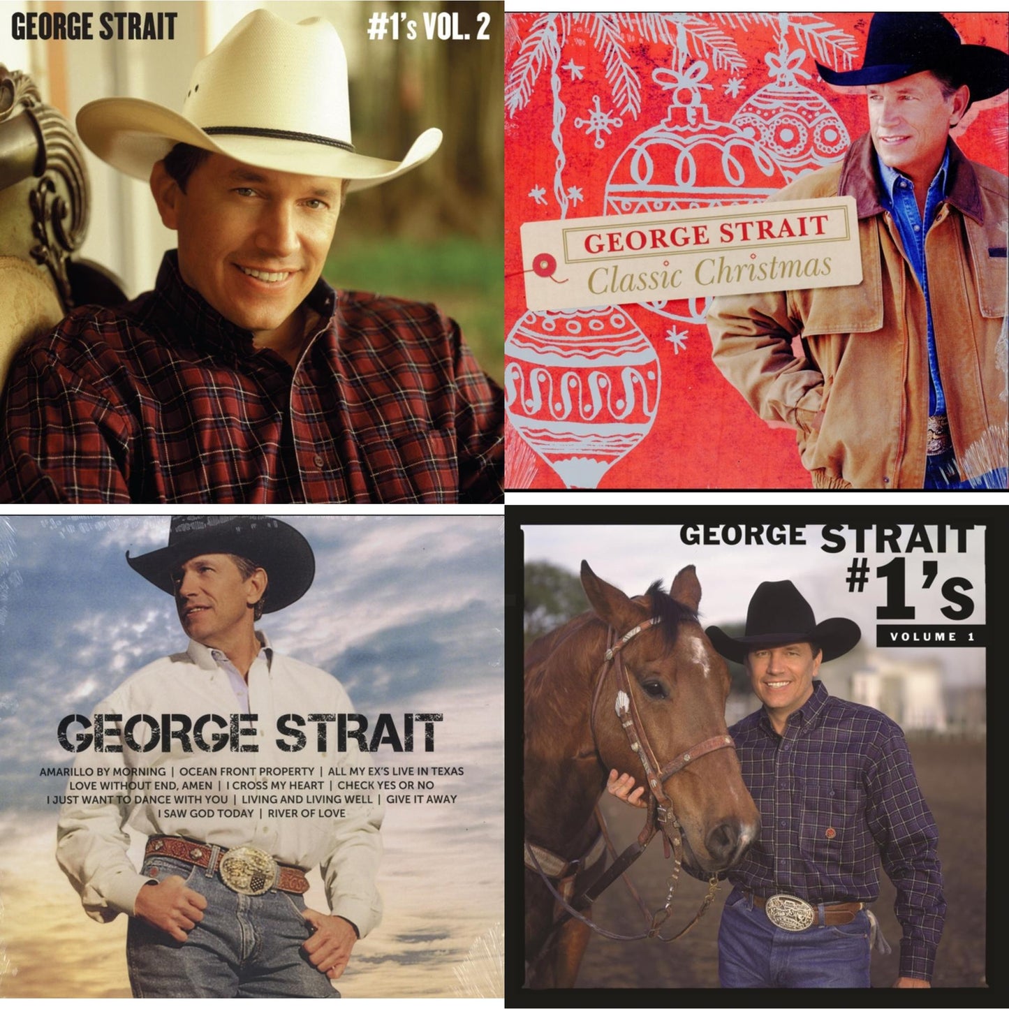 George Strait - #1'S Volume 2 (Tan LP Vinyl) & Classic Christmas (LP) & Icon & #1'S Volume 1 (Blue LP Vinyl)