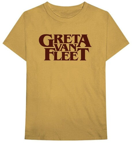Greta Van Fleet Greta Van Fleet Logo Old Gold Unisex Short Sleeve T-shirt Large Mens T Shirt Officially Licensed