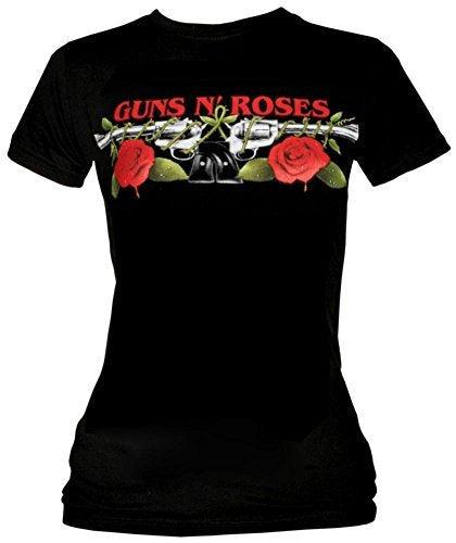 Guns N Roses Juniors Guns N' Roses: Roses And Pistols T-Shirt,Black,Large Mens T Shirt Officially Licensed