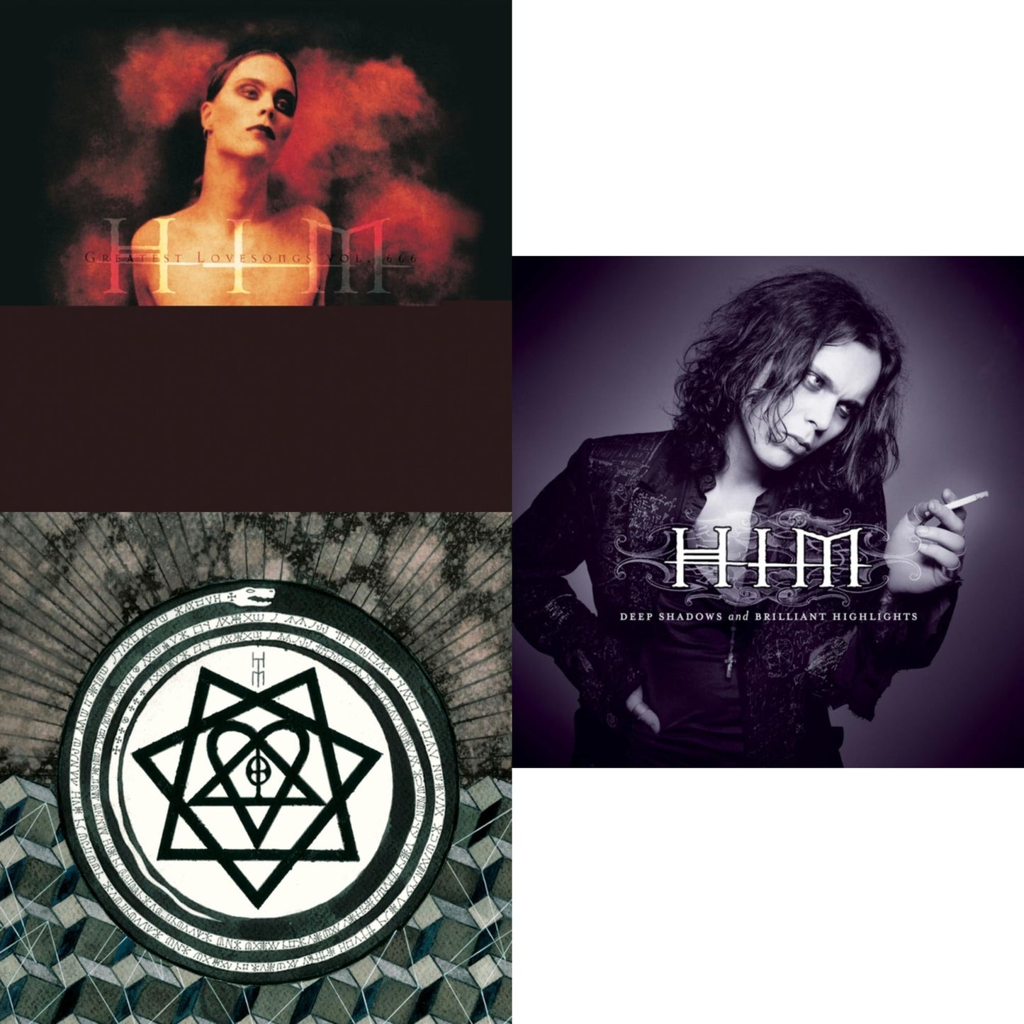 Him - Deep Shadows & Brilliant Highlights (Clear LP Vinyl) & Greatest Lovesongs Vol. 666 (Clear LP Vinyl) & Tears On Tape (Clear LP Vinyl)