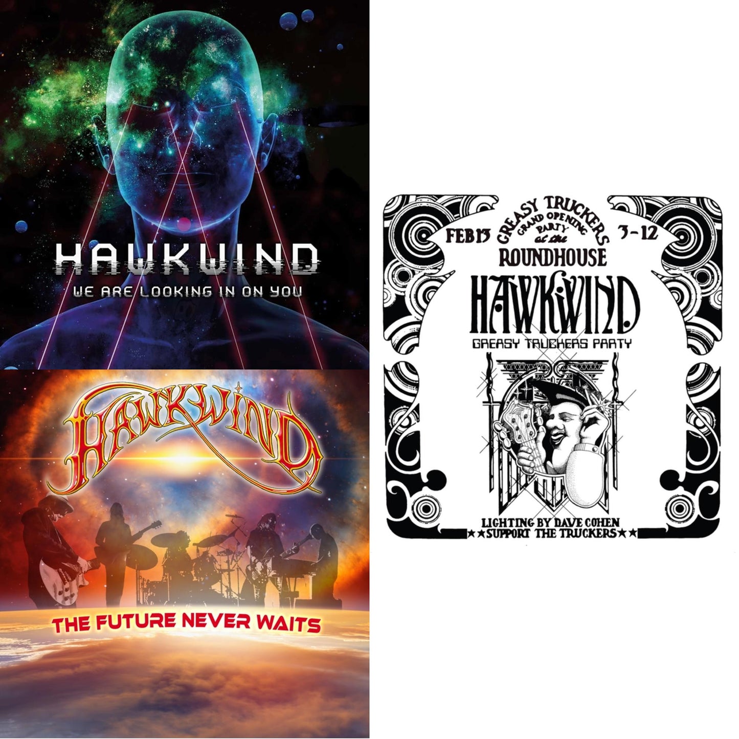 Hawkwind - Greasy Truckers Party (2LP) & We Are Looking In On You (2LP) & Future Never Waits (2LP)
