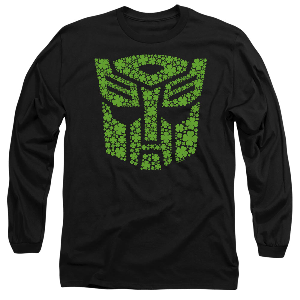 Transformers St. Patrick'S Day Autobot Shamrock Mens Long Sleeve Shirt Black Officially Licensed