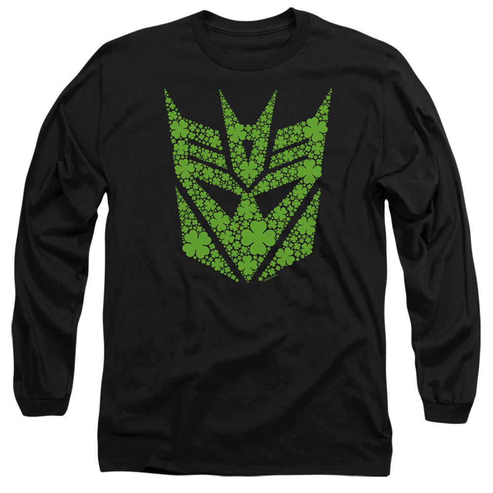 Transformers St. Patrick'S Day Decepticon Shamrock Mens Long Sleeve Shirt Black Officially Licensed