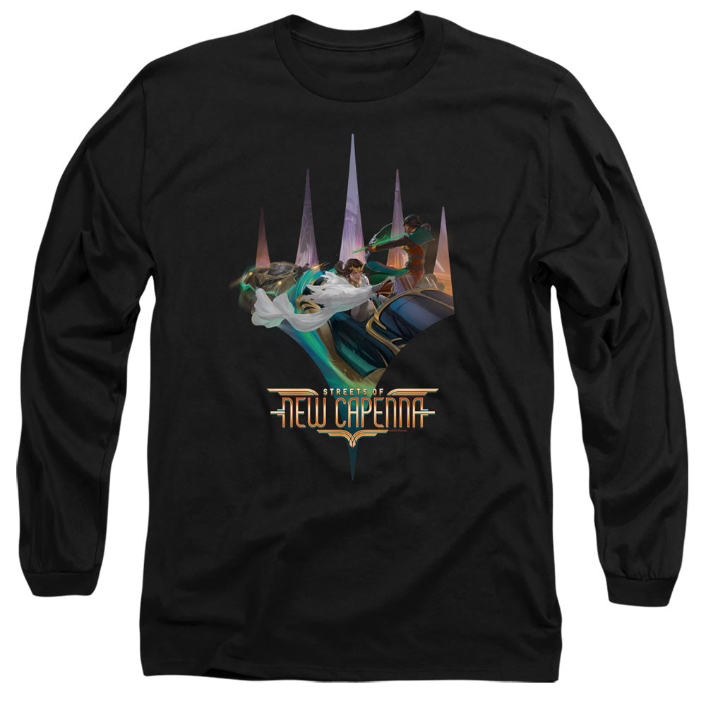 Magic The Gathering Planeswalker Logo Mens Long Sleeve Shirt Black Officially Licensed