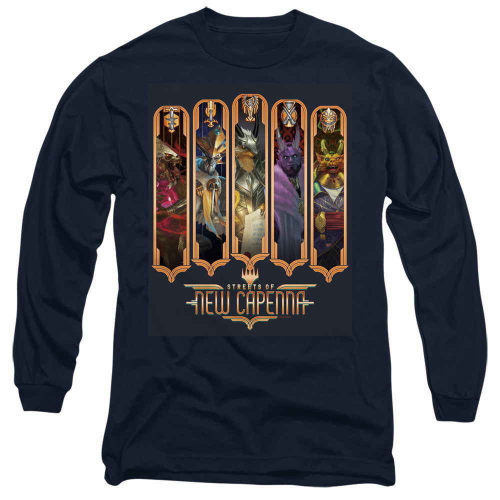 Magic The Gathering The Five Houses Mens Long Sleeve Shirt Navy Officially Licensed
