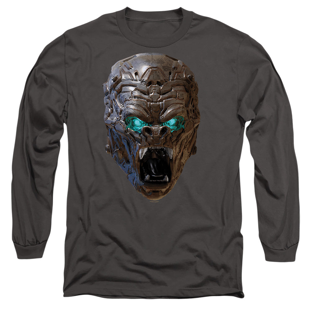 Transformers Optimus Primal Head Mens Long Sleeve Shirt Charcoal Officially Licensed