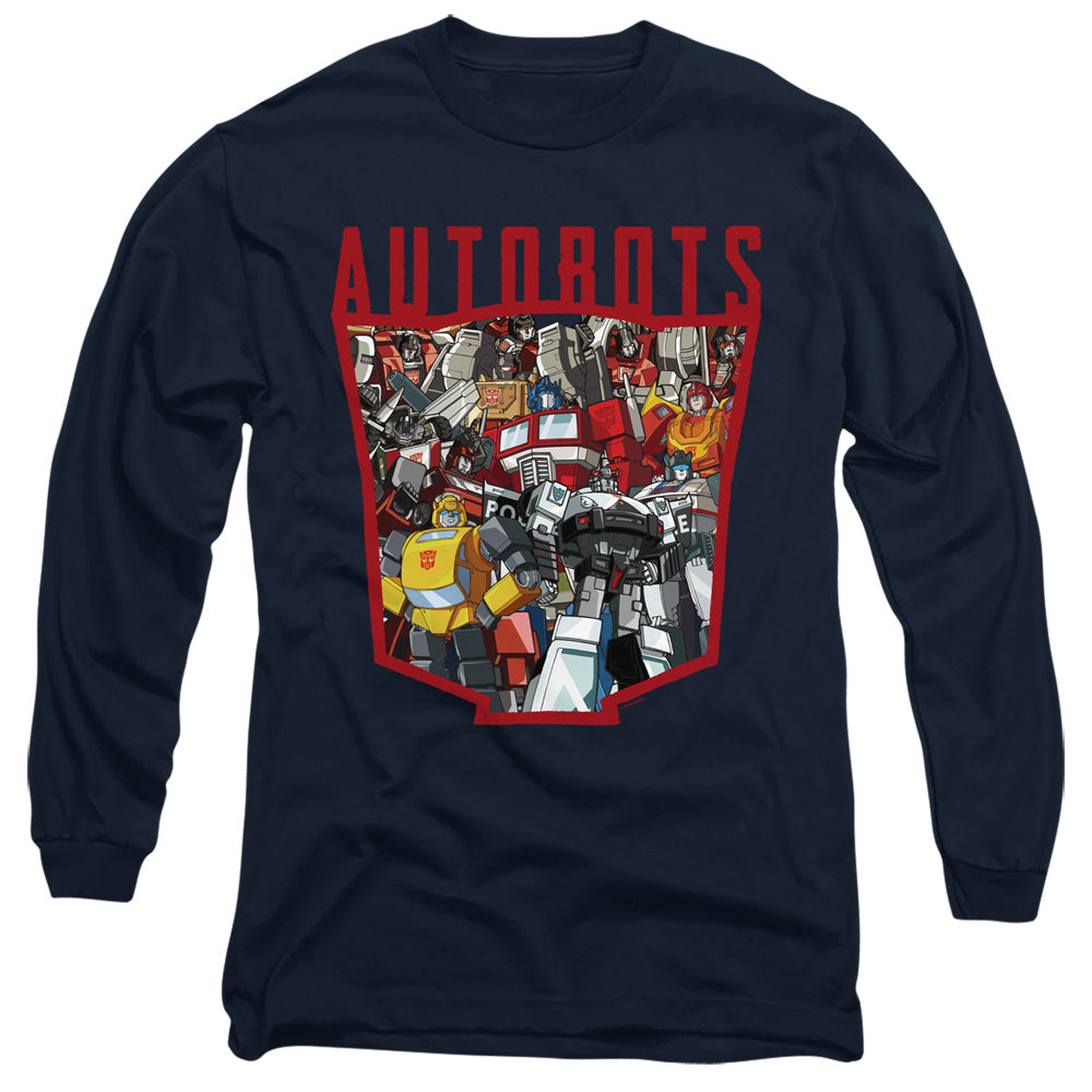 Transformers Autobot Collage Mens Long Sleeve Shirt Navy Officially Licensed